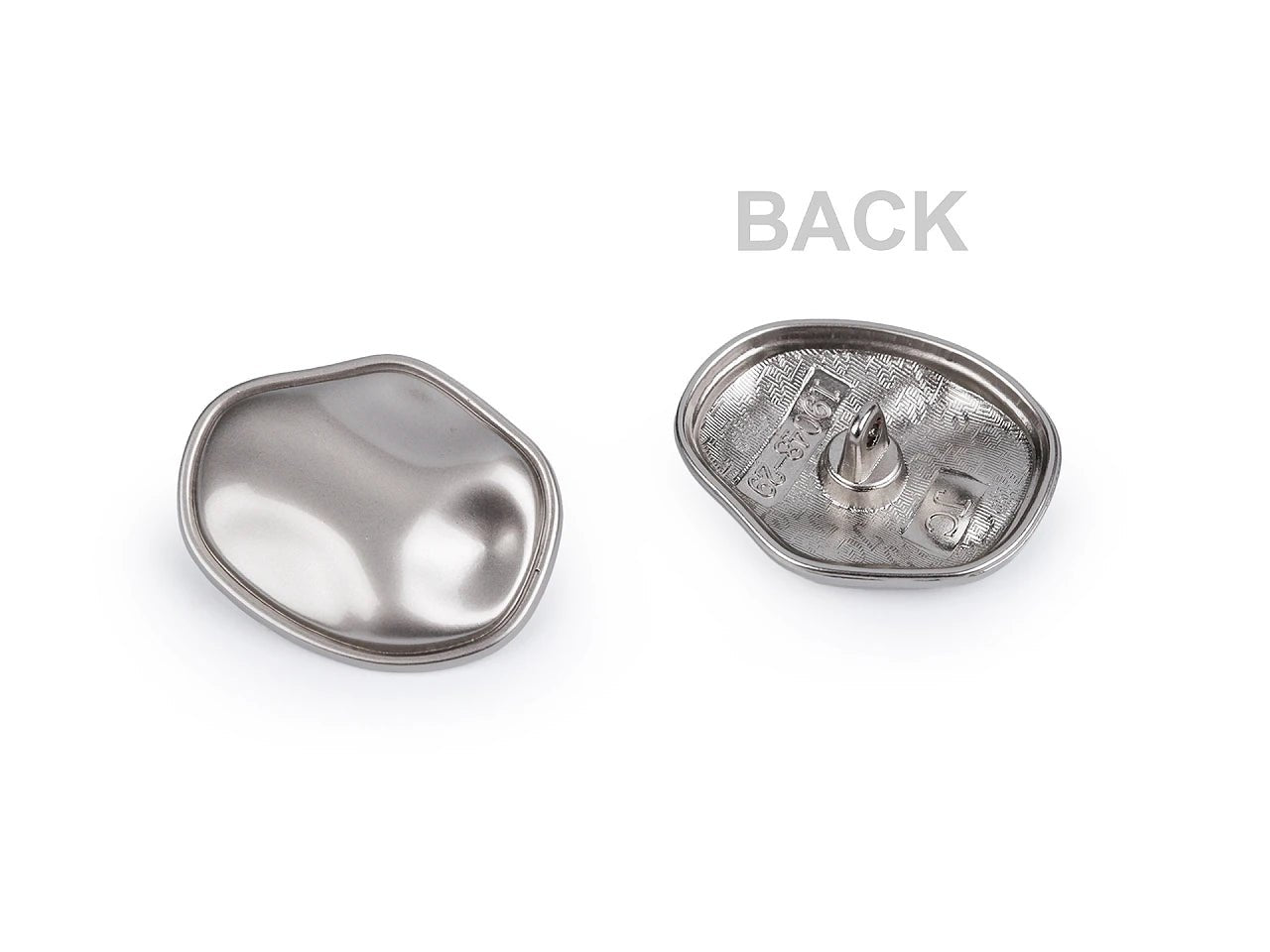 Image of metal buttons with shank, 29 mm (irregular shape) – available at Šarlotes audumi