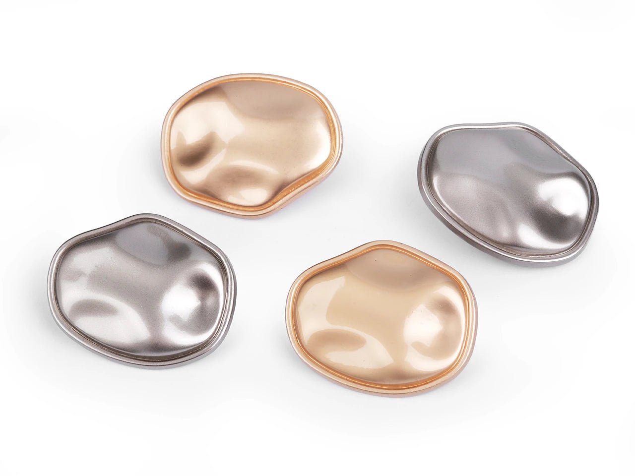 Image of a metal button with shank, 29 mm (irregular shape) – available at Charlotte's Fabrics