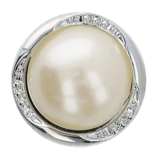 Metal snap buttons on a shank 17.4 mm - silver pearl
