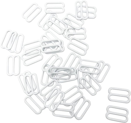 Metallinen säädin pyykille 10 mm - valkoinen (50 kpl pakkaus)