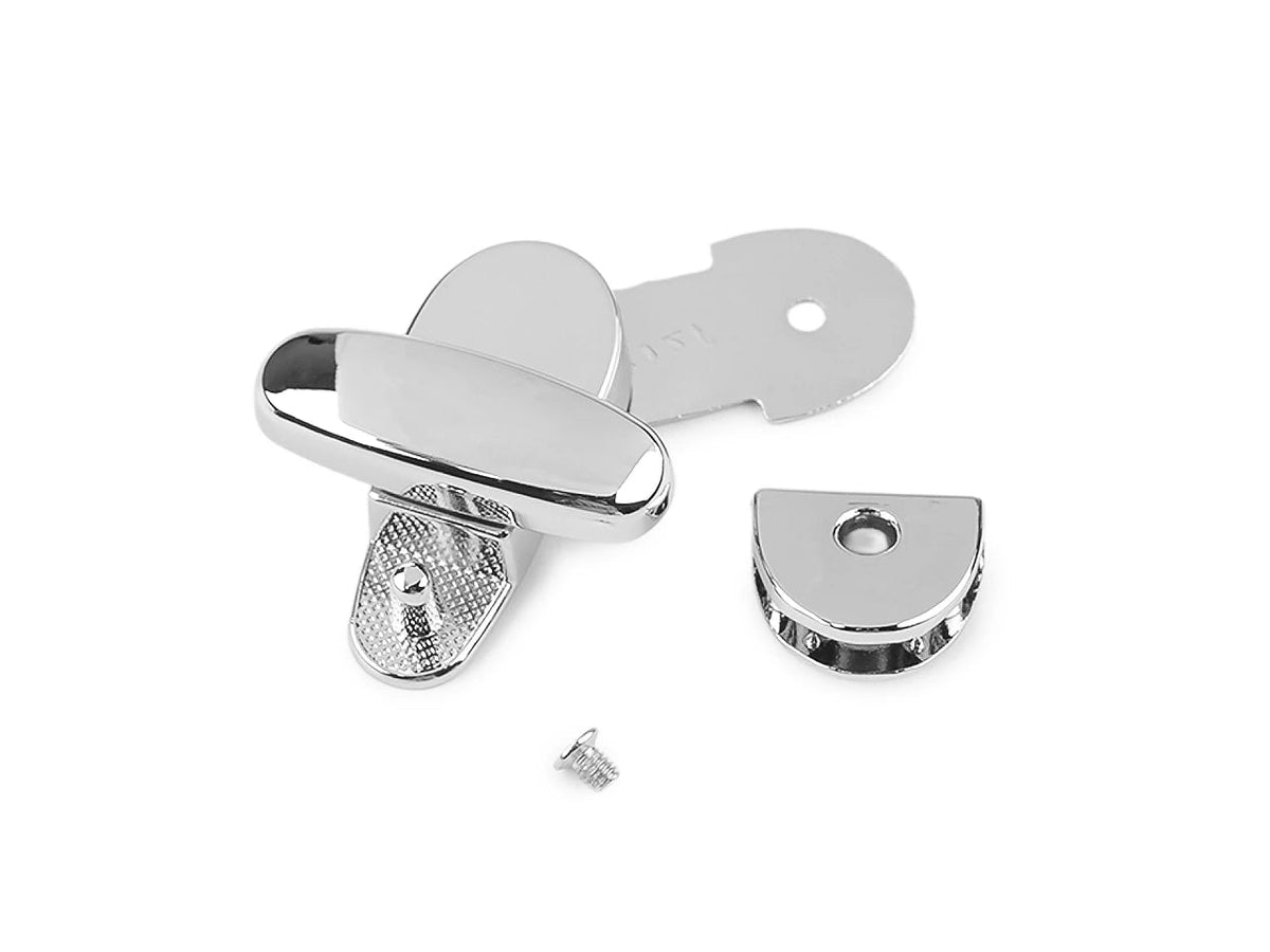 Kuva metallisesta laukkulukosta / sulkimesta 19 × 43 mm – hopeanvärinen – saatavilla verkossa Šarlotes audumi