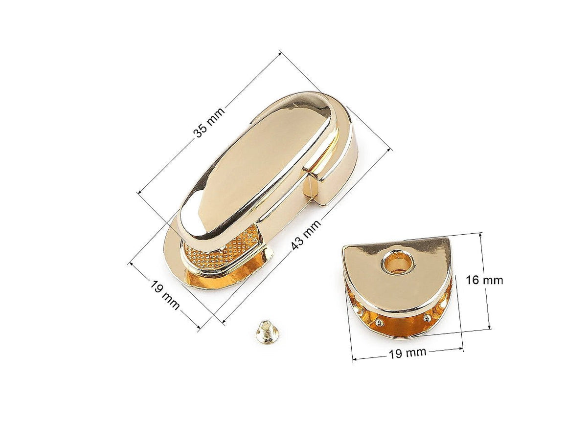 Kuva metallisen laukun sulkimesta / lukosta 19 × 43 mm – saatavilla verkossa Šarlotes audumi