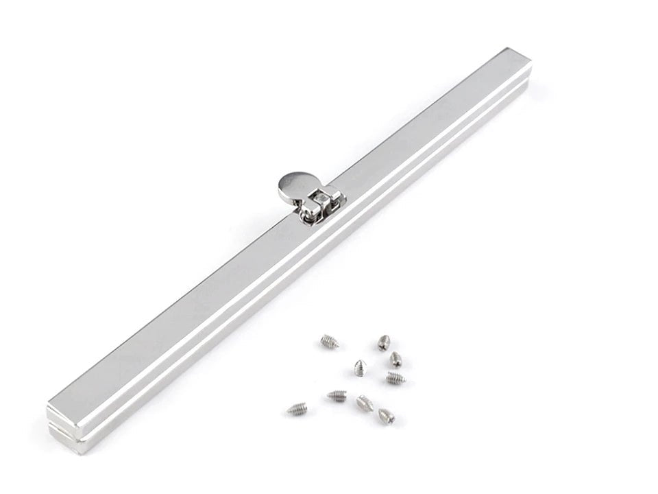 Metal bag clasp frame with screws, 12 cm – available online at Šarlotes audumi