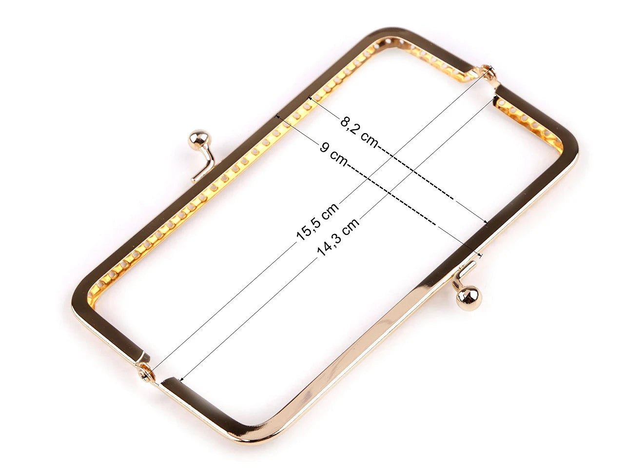 Image avec cadre pour sac à main en métal à coudre, 15,5 × 9 cm - ton or rose – disponible chez Šarlotes audumi