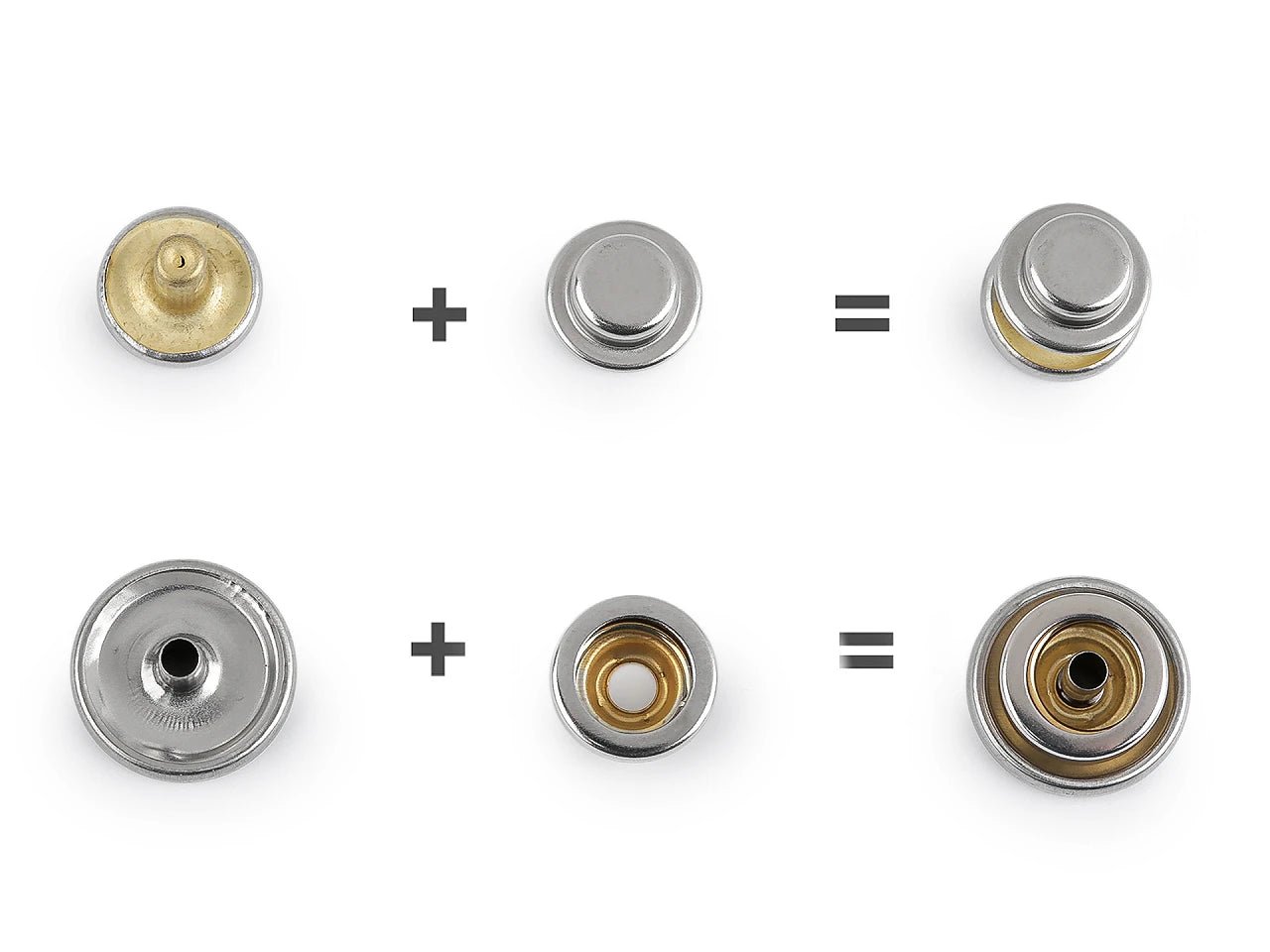 Image de boutons-pression métalliques Ø15 mm pour tissus plus épais | 50 pcs – disponible chez Šarlotes audumi