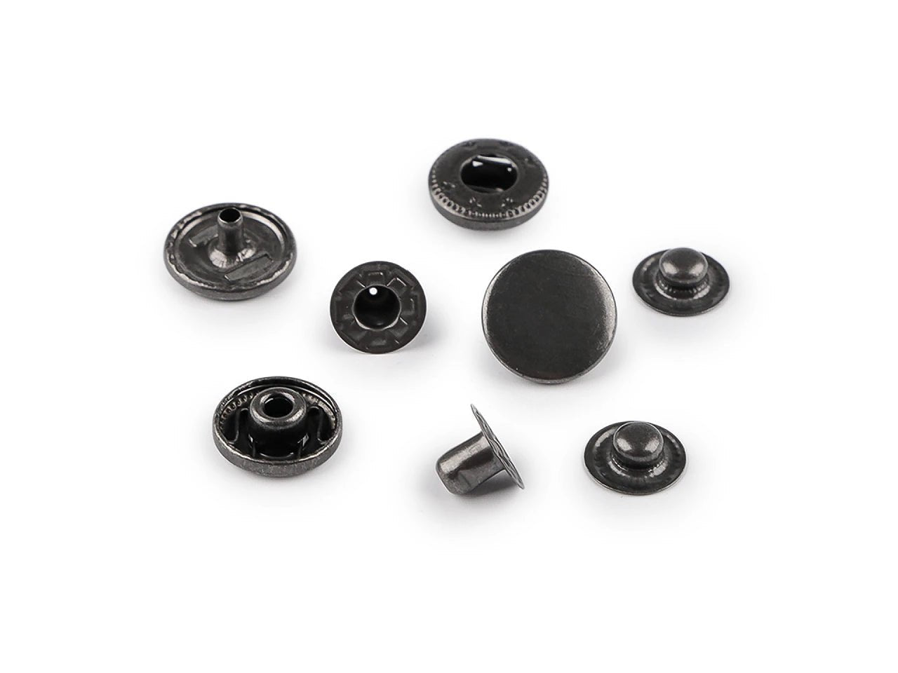 Image de boutons-pression en métal Ø15 mm (acier inoxydable)|50 pièces – disponible chez Šarlotes audumi