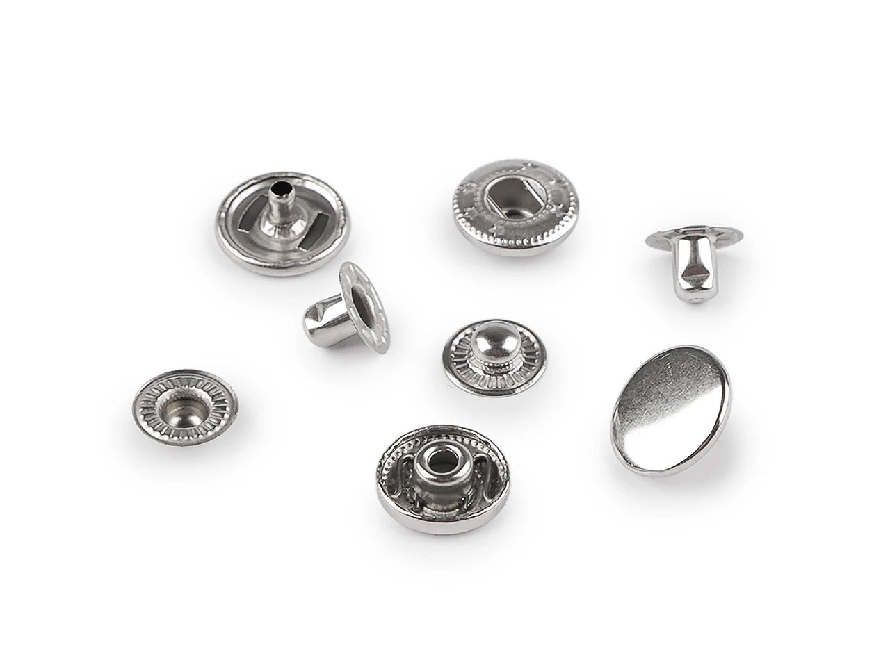 Image de boutons-pression en métal Ø15 mm (acier inoxydable)|50 pcs – disponible chez Šarlotes audumi