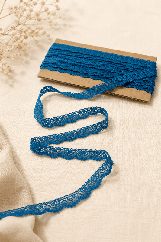 Image of 1.4 cm turquoise lace – available online at Charlotte’s Fabrics