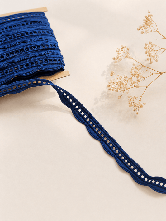 Image with Lace 1.5 cm-dark blue – available online at Šarlotes audumi