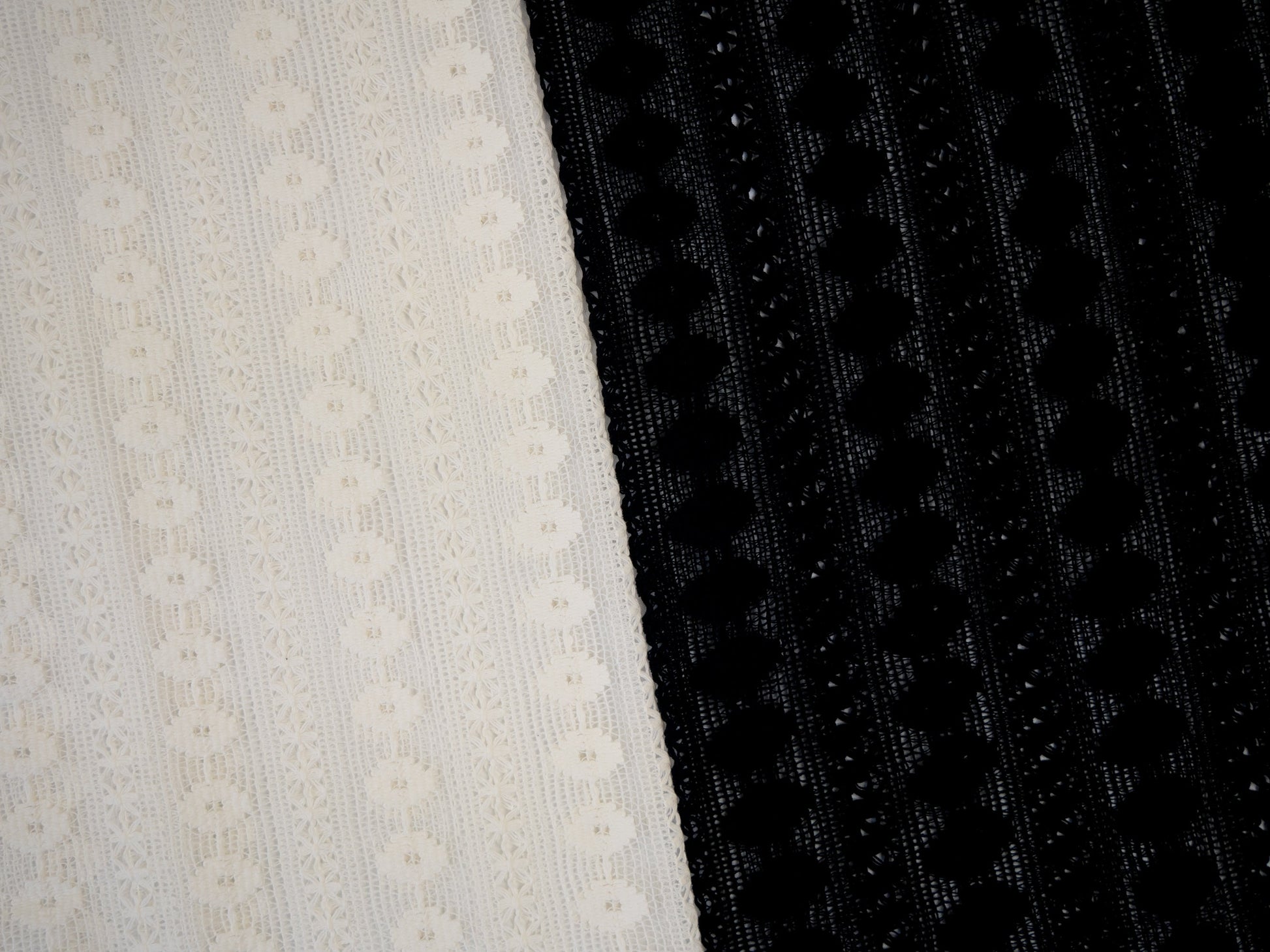 Image of lace fabric, warm white with a floral pattern – available online at Charlotte's Fabrics