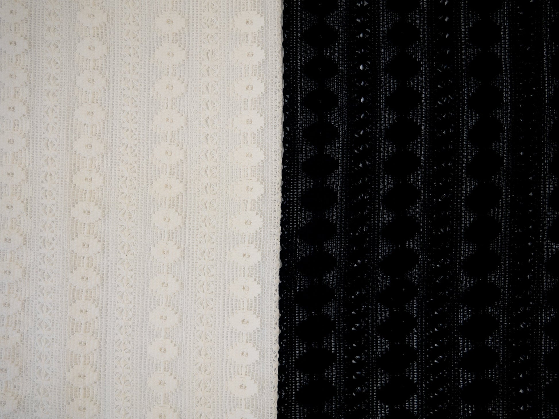 Image of lace fabric, warm white with a floral pattern – available online at Charlotte's Fabrics
