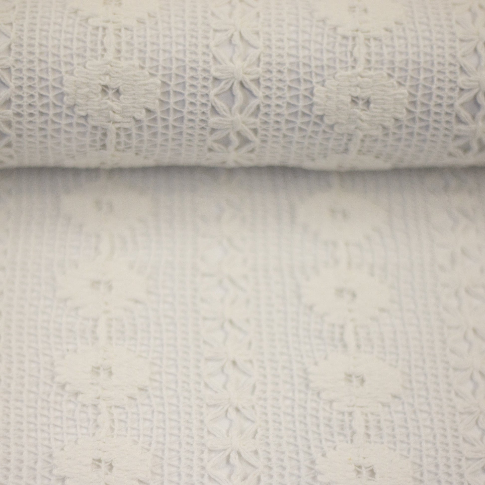 Image of lace fabric, warm white with a floral pattern – available online at Charlotte's Fabrics