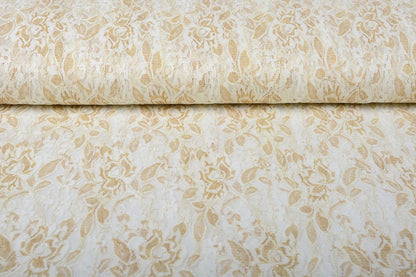 Tissu en dentelle fin avec doré - noir 90 g/m²