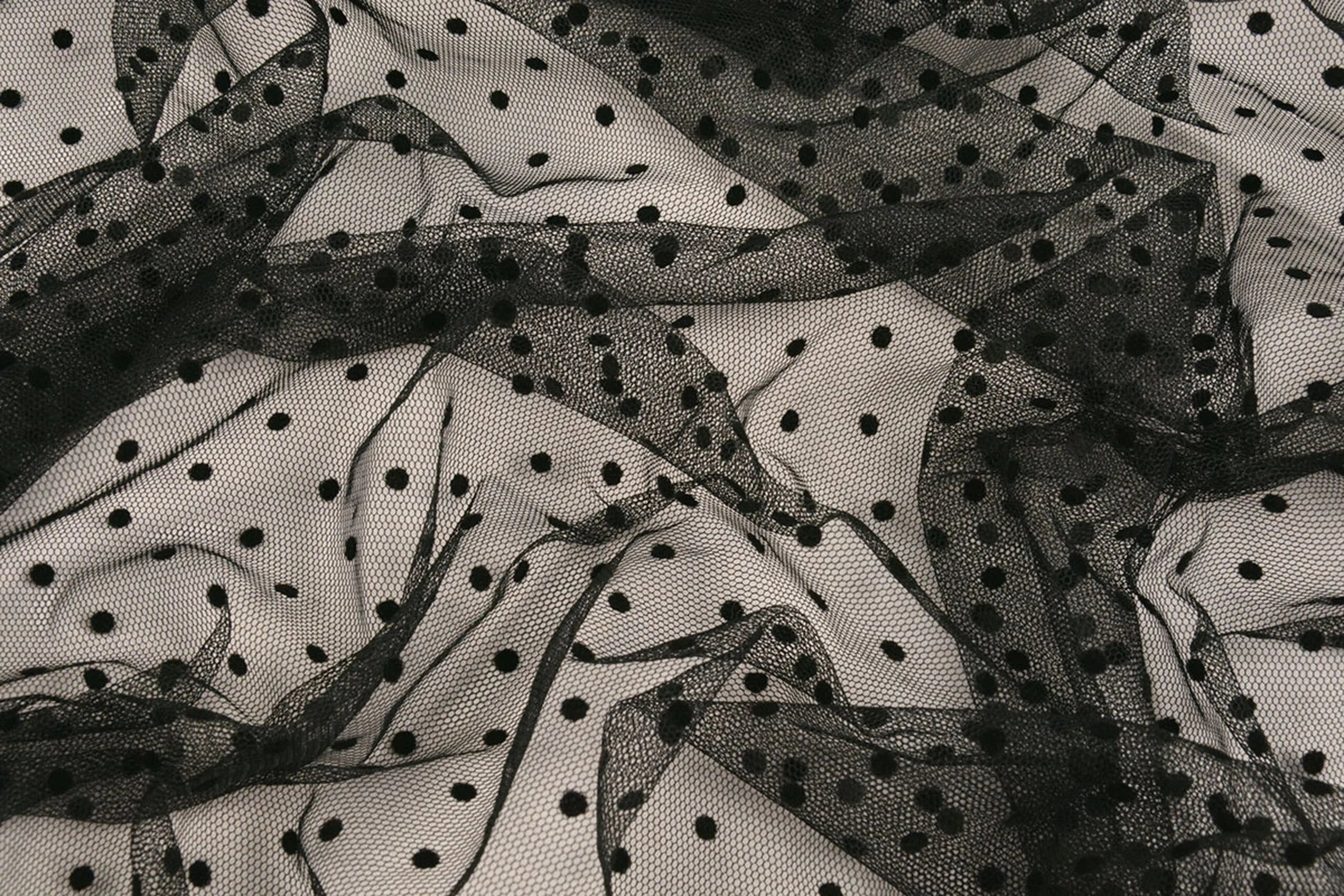 Tulle souple à pois - noir