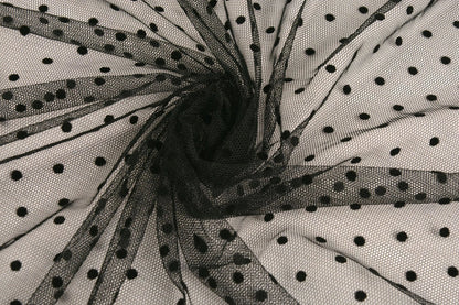Tulle doux à pois - noir