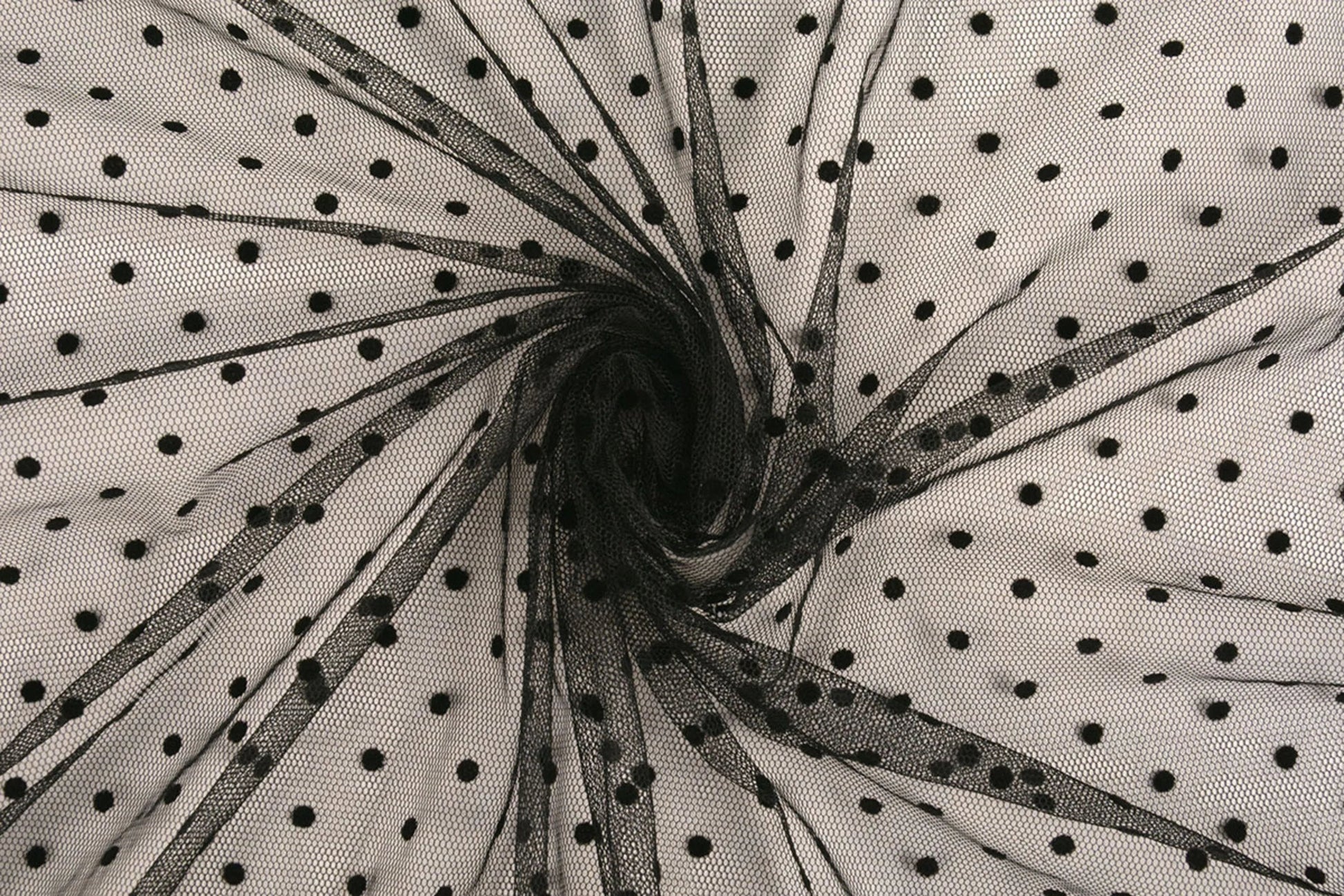 Tulle doux à pois - noir