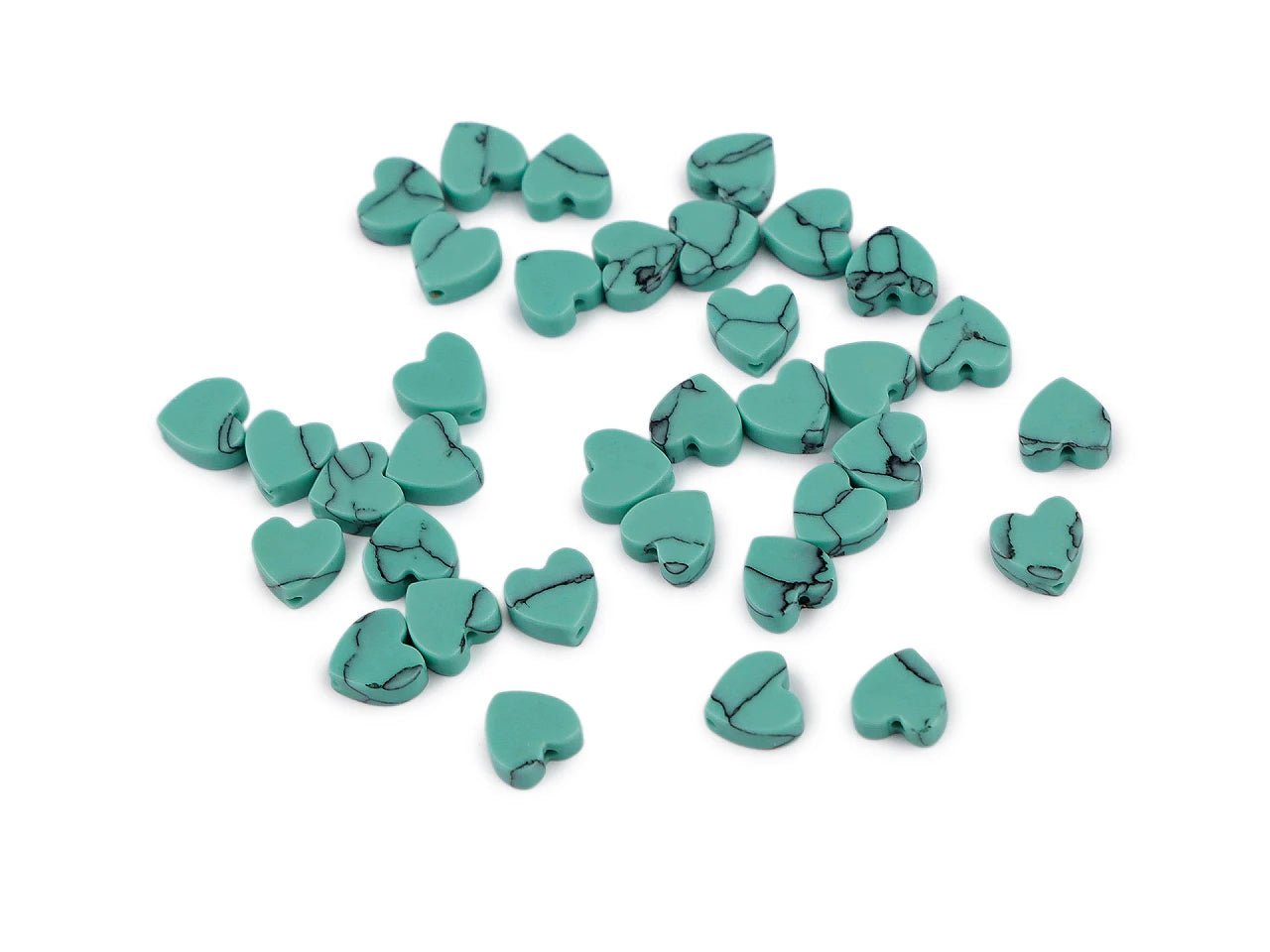 Image de perles en forme de cœur en minéral et en verre Ø6 mm, 35 pièces | teintes variées – disponible chez Šarlotes audumi
