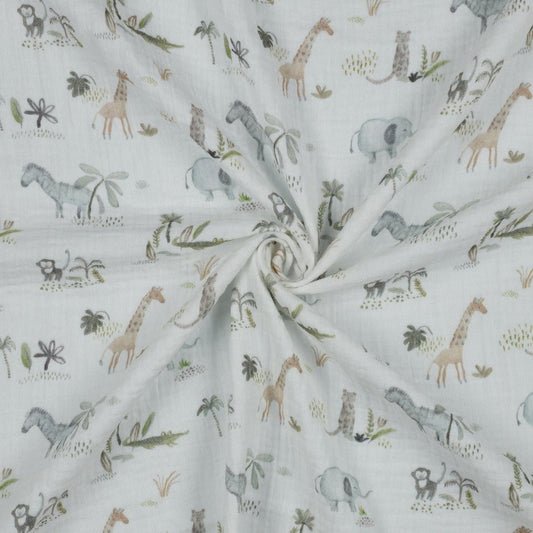 Mousseline - animaux d’Afrique 115 g/m²