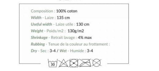 Mousseline - fleurs blanches sur fond orange 130 g/m²