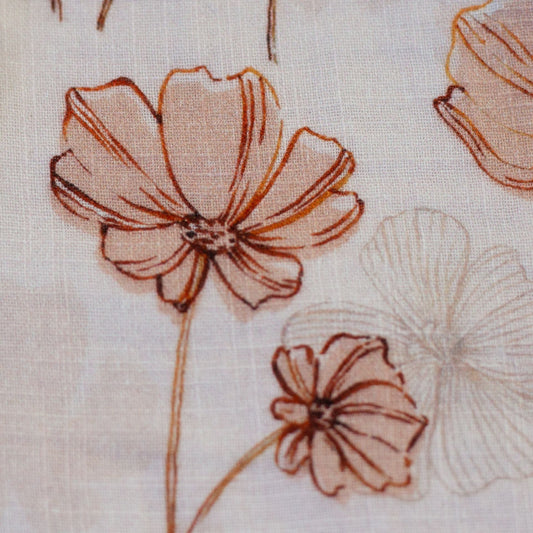 Muslin - motif floral beige délicat 130 g/m²