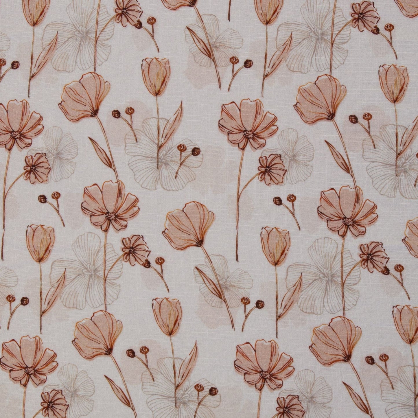 Musselin – zartes beiges Blumenmotiv 130 g/m²