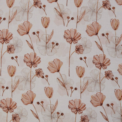Musselin – zartes beiges Blumenmotiv 130 g/m²
