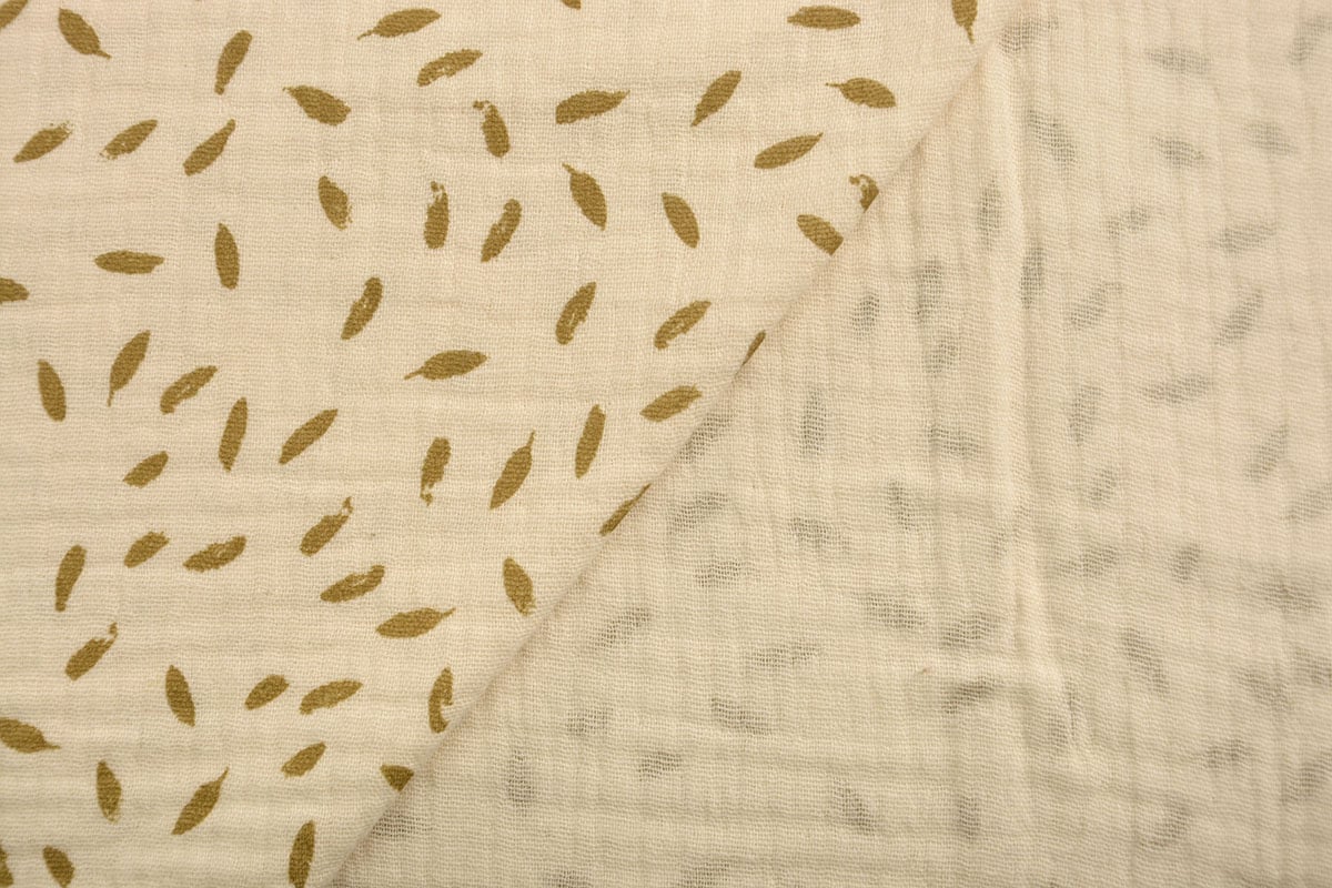 Motif petites feuilles en mousseline 125 g/m²