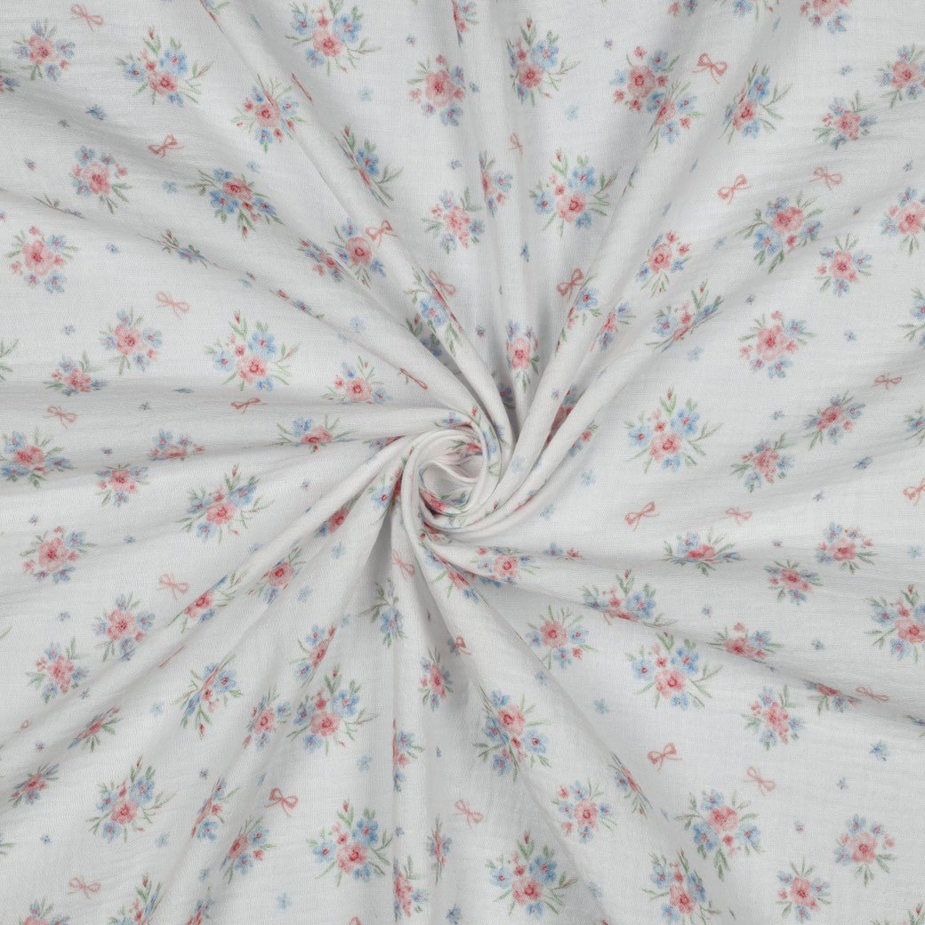 Image de mousseline - petites fleurs et rubans 120 g/m² – disponible chez Šarlotes audumi