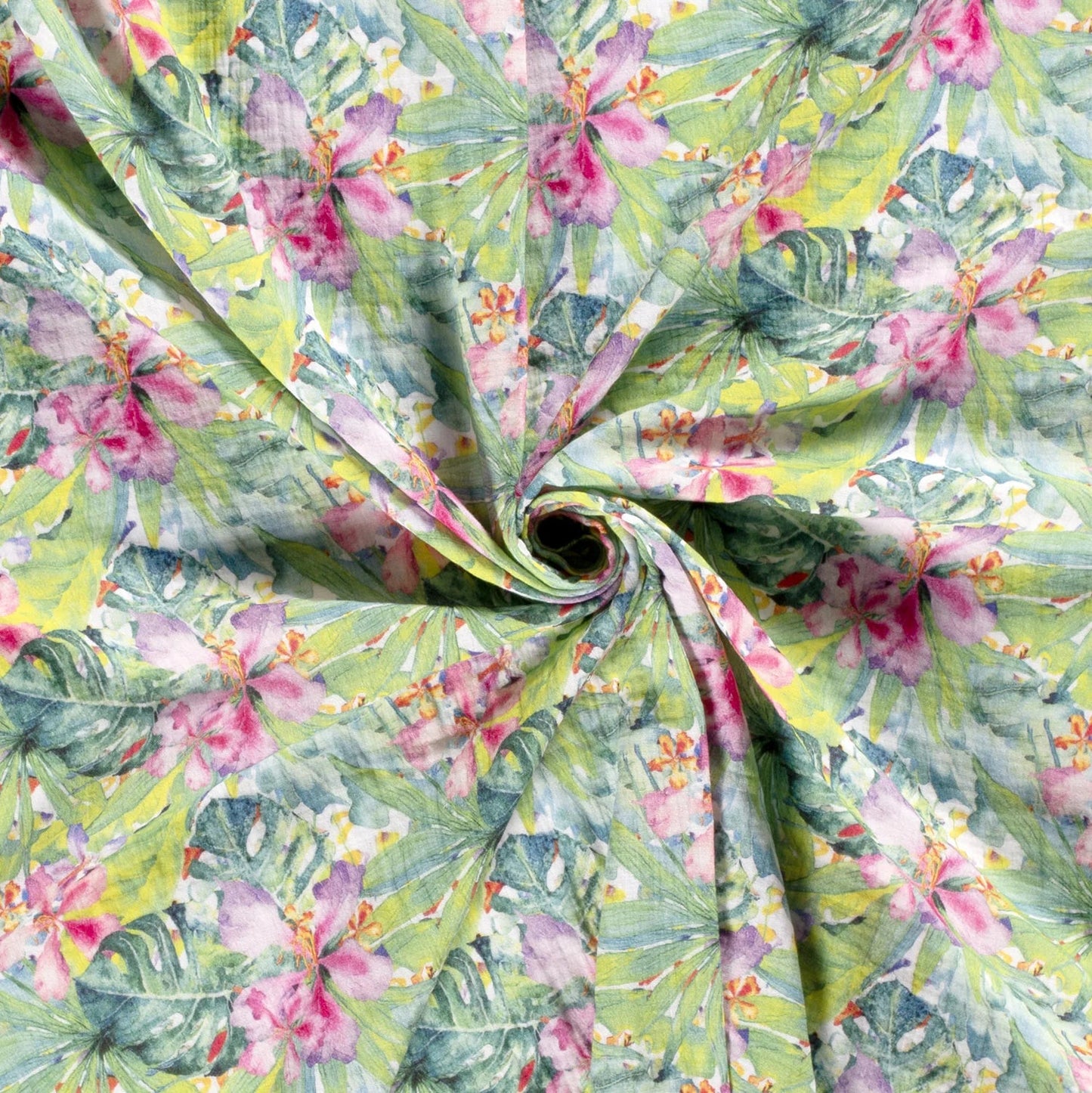 Mousseline - feuilles tropicales 130 g/m²