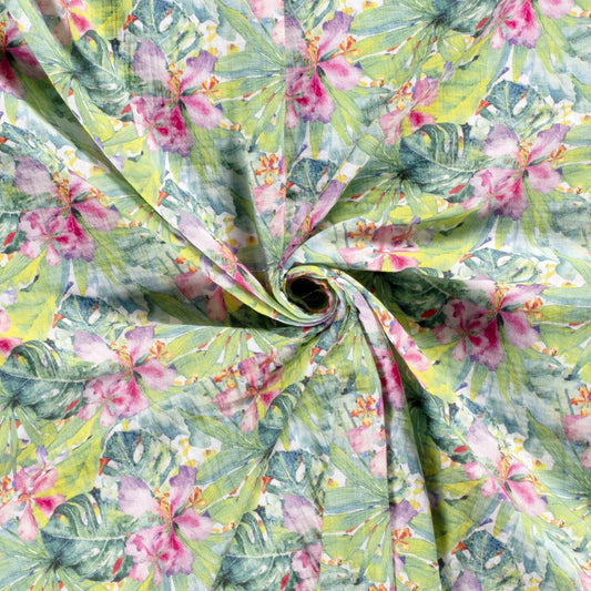 Mousseline - feuilles tropicales 130 g/m²