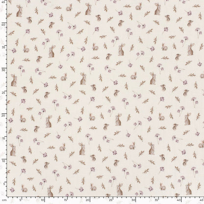 Image with Muslin - rabbits and flowers on milky white 130 g/m² – available at Charlotte's Fabrics