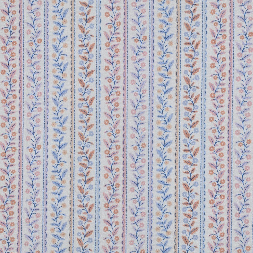 Image de mousseline - motif de lignes bleues et de feuilles, 120 g/m² – disponible chez Šarlotes audumi