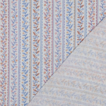 Image de mousseline à motif de lignes bleues sur feuilles, 120 g/m² – disponible chez Šarlotes audumi