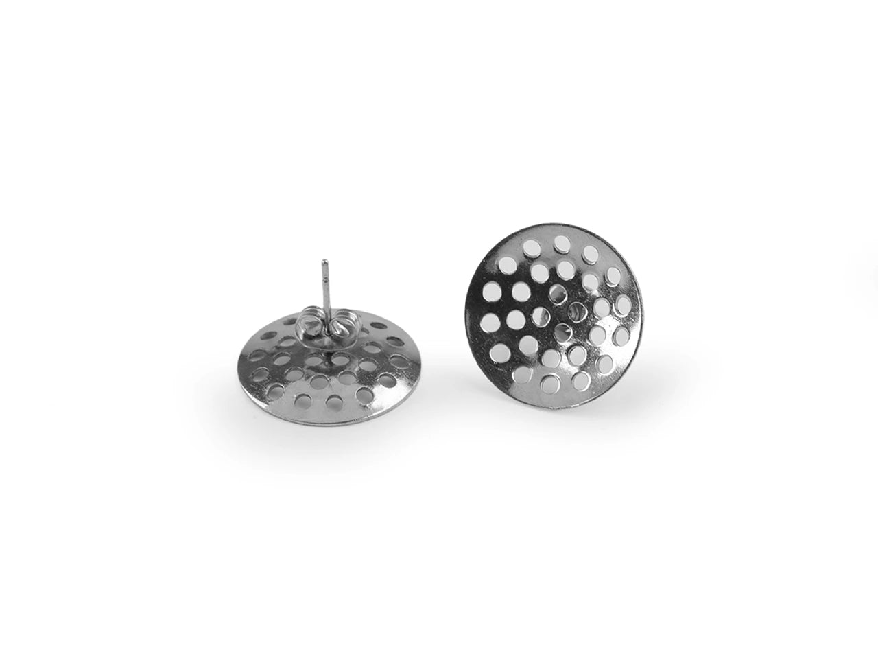 Clous d’oreilles en acier inoxydable avec tamis Ø16/18/20 mm + fermoirs, lot de 2 pièces.