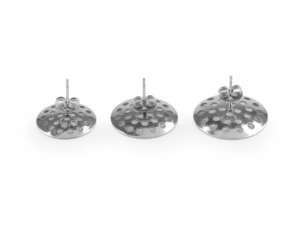 Supports de boucles d'oreilles en acier inoxydable avec grille Ø16/18/20 mm + fermoirs, lot de 2 pièces.