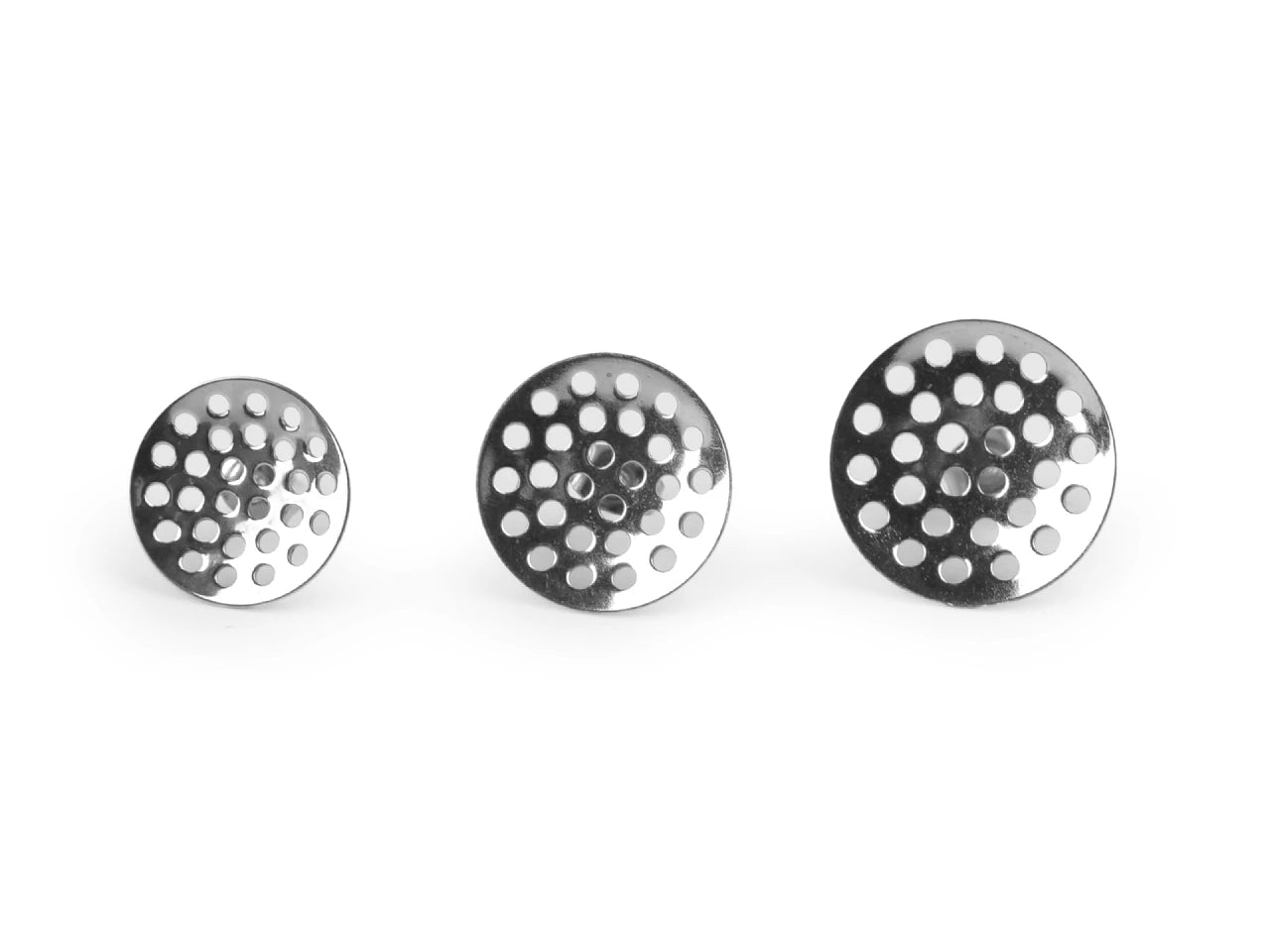 Poussoirs de boucles d’oreilles en acier inoxydable avec tamis Ø16/18/20 mm + fermoirs, lot de 2 pièces.