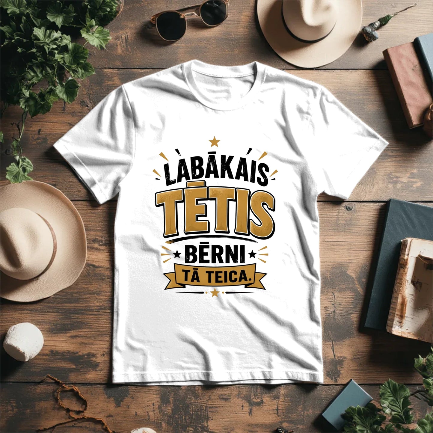 Image of an organic cotton T-shirt “Best dad – the kids said so!” – available online at Šarlotes audumi