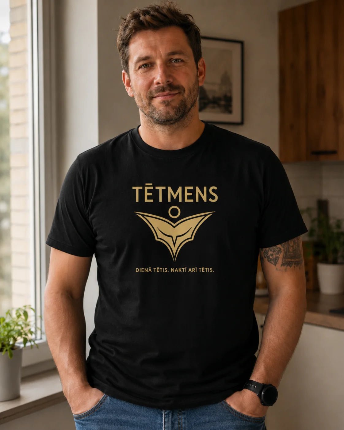 Image of Organinen puuvillainen T-paita "TĒTMENS" – saatavilla verkossa Šarlotes audumi