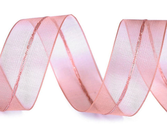 Organza ribbon with lurex | 26 mm, 5 m|various shades