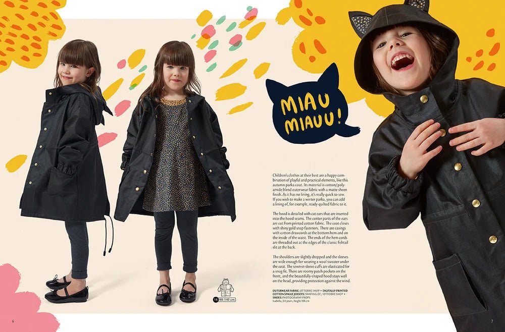 Kuva: OTTOBRE design Kids 4/2018 – englanninkielinen lastenvaatteiden kaavalehti – saatavilla verkossa Šarlotes audumi