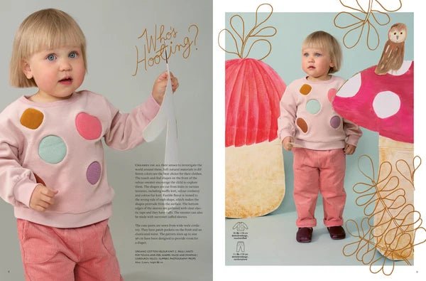 Attēls ar OTTOBRE design Kids 4/2023 – bērnu apģērbu piegrieztņu žurnāls angļu valodā – pieejams internetā Šarlotes audumi