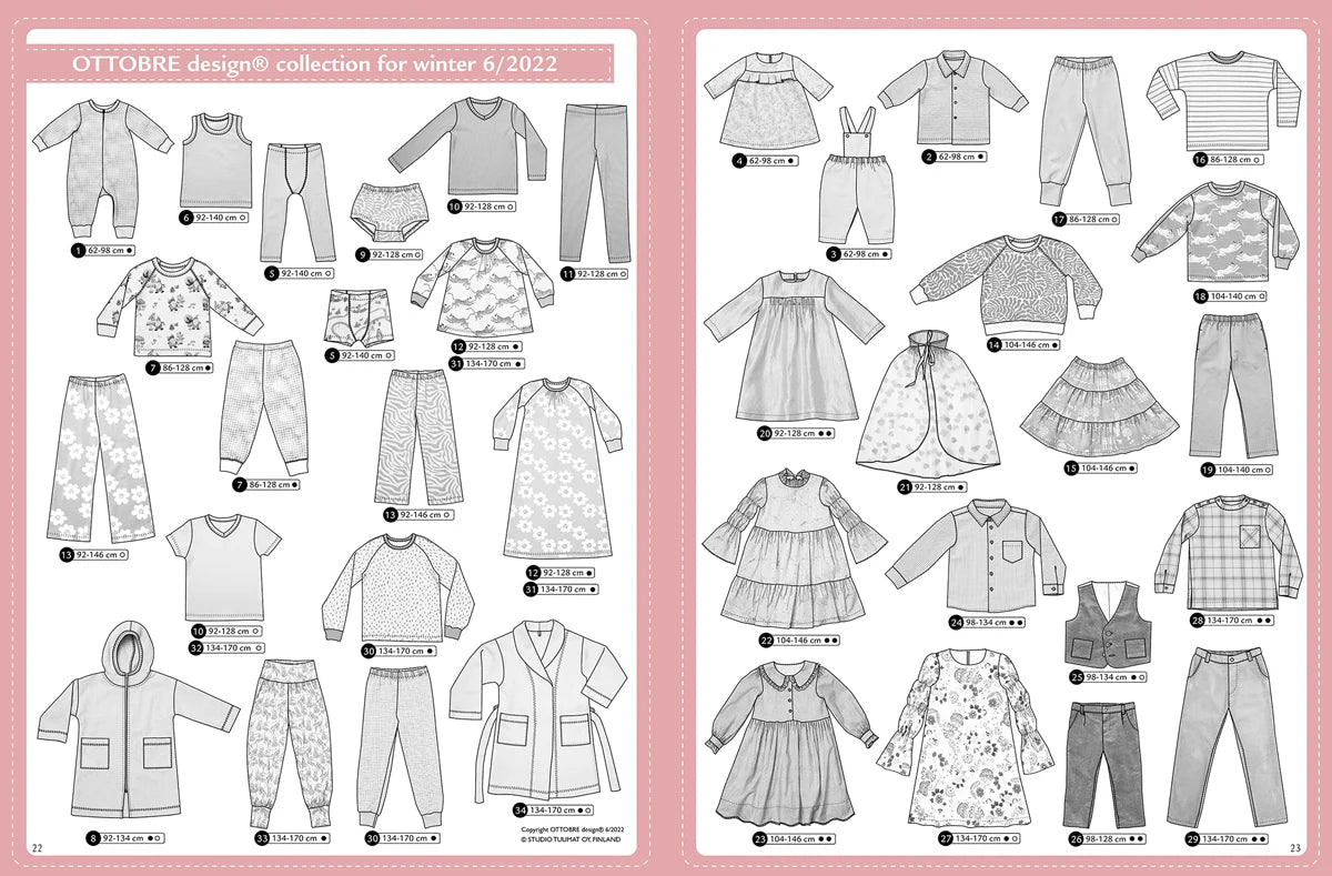 Kuva tuotteesta OTTOBRE design Kids 6/2022 – englanninkielinen lastenvaatteiden kaavalehti – saatavilla verkossa Charlotte’s Stoffe -kaupassa