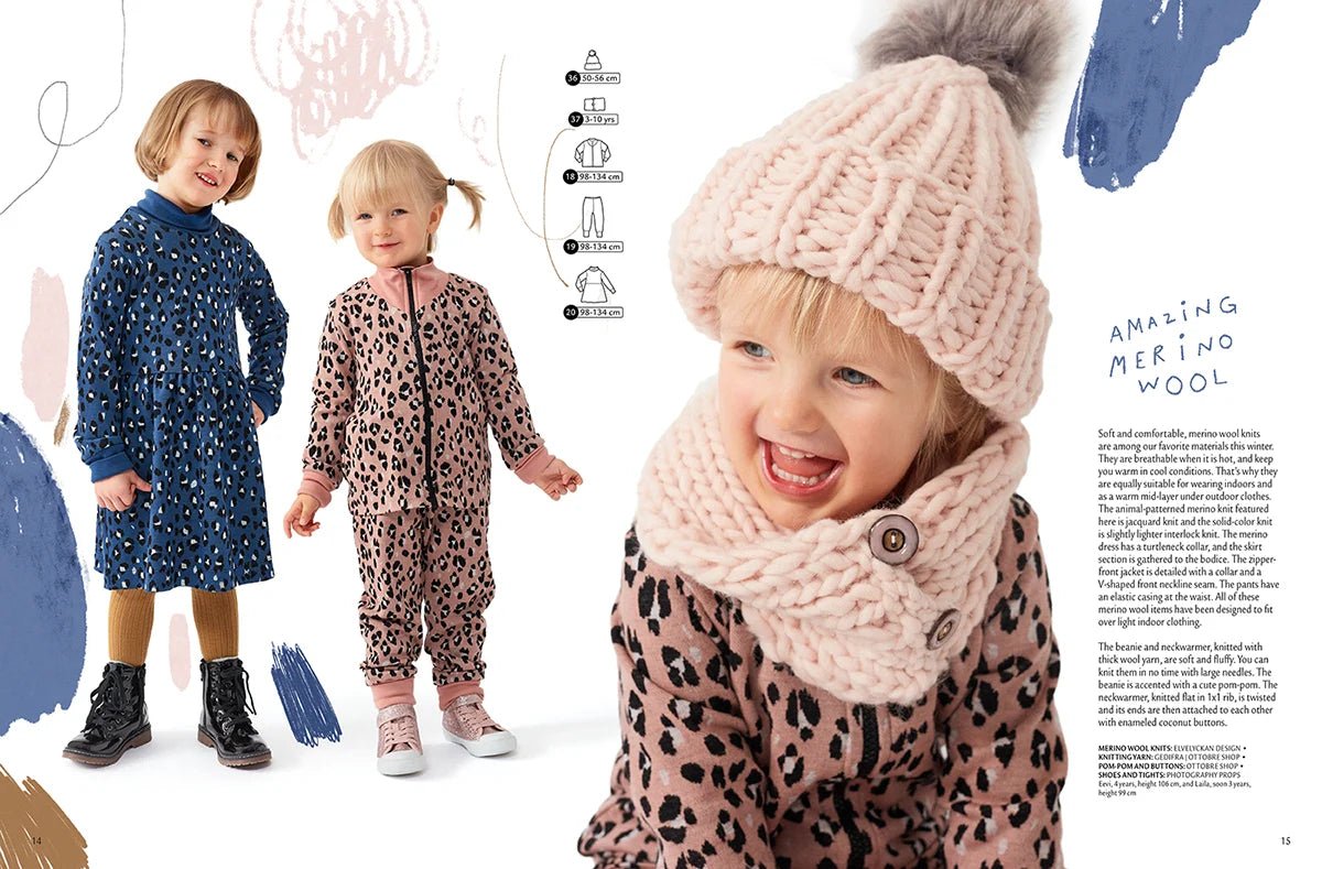 Kuva: OTTOBRE design Kids Winter – englanninkielinen lastenvaatteiden kaavalehti – saatavilla verkossa Charlottes-kangasverkkokaupasta