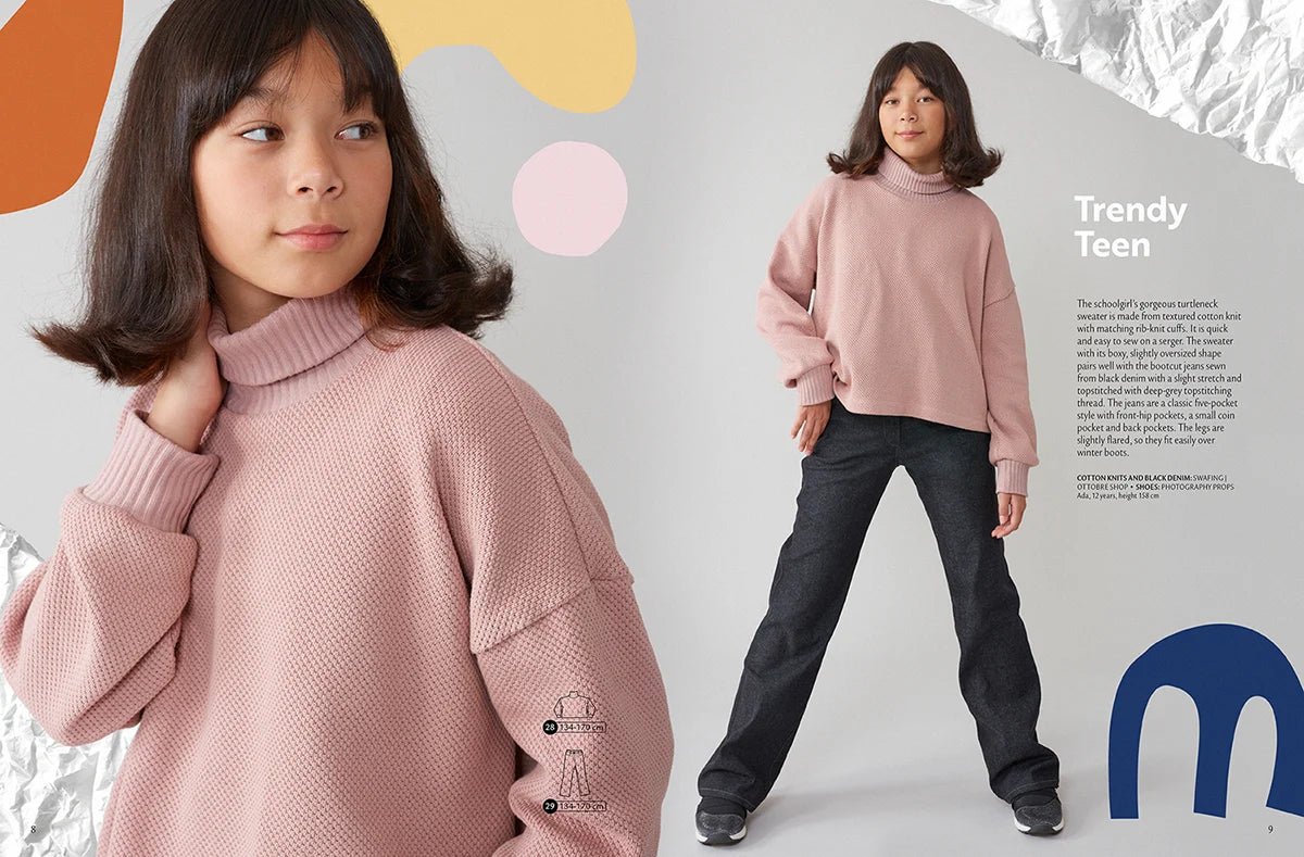 Kuva: OTTOBRE design Kids Winter – englanninkielinen lastenvaatteiden kaavalehti – saatavilla verkossa Charlottes-kangasverkkokaupasta