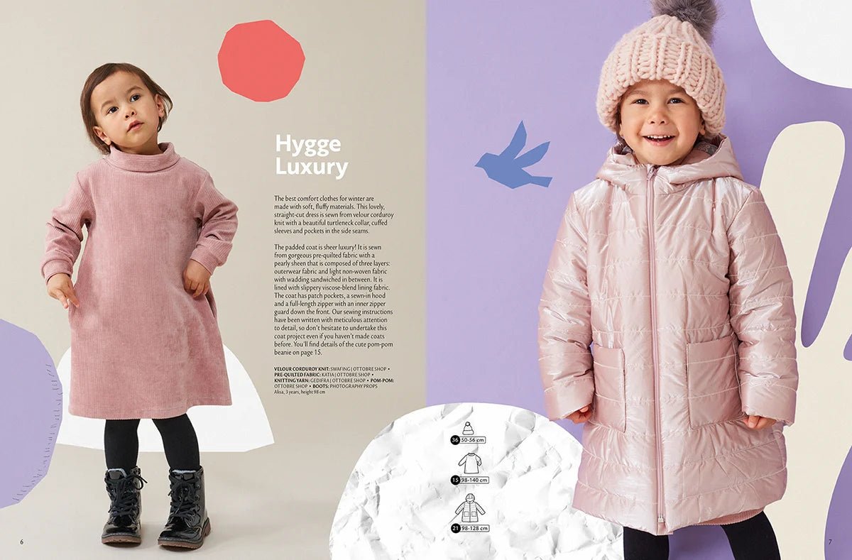 Kuva: OTTOBRE design Kids Winter – englanninkielinen lastenvaatteiden kaavalehti – saatavilla verkossa Charlottes-kangasverkkokaupasta