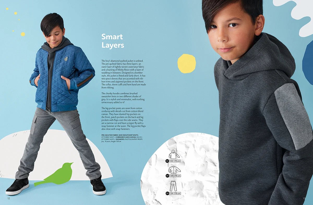 Kuva: OTTOBRE design Kids Winter – englanninkielinen lastenvaatteiden kaavalehti – saatavilla verkossa Charlottes-kangasverkkokaupasta