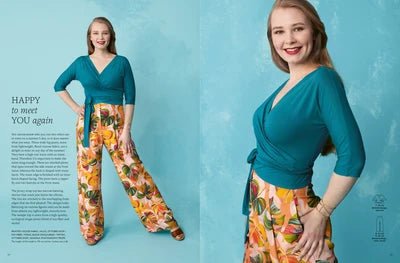 Attēls ar OTTOBRE design Woman 2/2024 – sieviešu apģērbu piegrieztņu žurnāls angļu valodā – pieejams internetā Šarlotes audumi