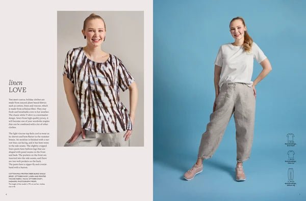 Attēls ar OTTOBRE design Woman 2/2024 – sieviešu apģērbu piegrieztņu žurnāls angļu valodā – pieejams internetā Šarlotes audumi
