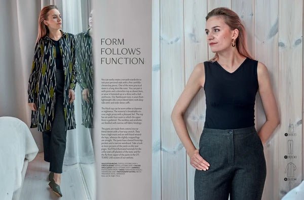Attēls ar OTTOBRE design Woman 5/2020 – sieviešu apģērbu piegrieztņu žurnāls angļu valodā – pieejams internetā Šarlotes audumi