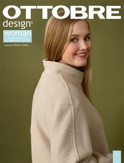 Kuva tuotteesta OTTOBRE design Woman 5/2022 – englanninkielinen naistenvaatteiden kaavalehti – saatavilla verkkokaupasta Šarlotes audumi